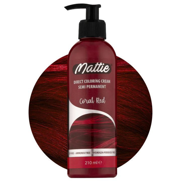 Mattie Coral Red - Wegańska Półpermanentna Kremowa Farba Do Włosów Do Koloryzacji Bezpośredniej 210 ml