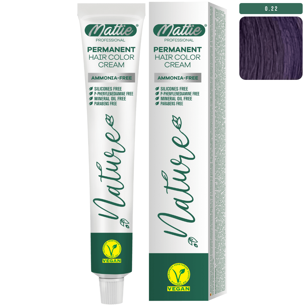 Mattie Professional Nature (0.22) Midnight Violet - Wegańska Permanentna Kremowa Farba Do Włosów 60ml