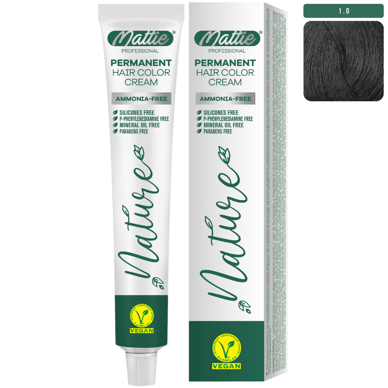 Mattie Professional Nature (1.0) Black - Vegan Permanent Color Cream 60ml