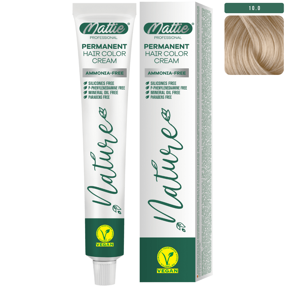 Mattie Professional Nature (10.0) Intensywny Bardzo Jasny Blond - Wegańska Permanentna Kremowa Farba Do Włosów 60ml