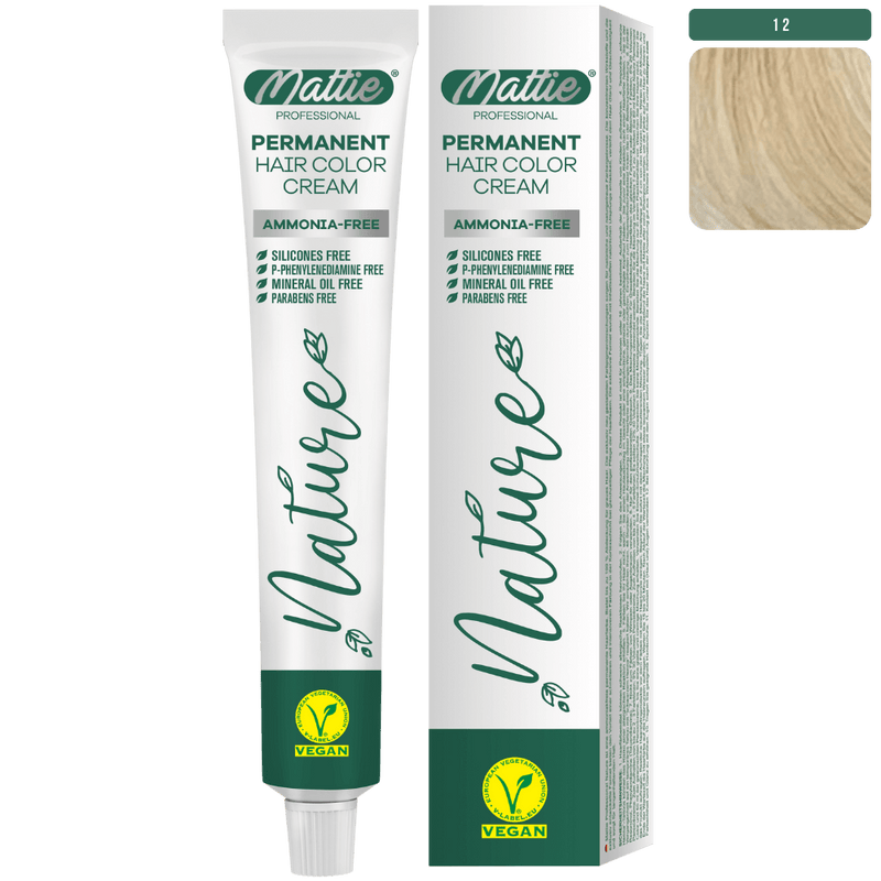 Mattie Professional Nature (12) Intense Blonde Super Aclarant - Vegan Permanent Color Cream 60ml