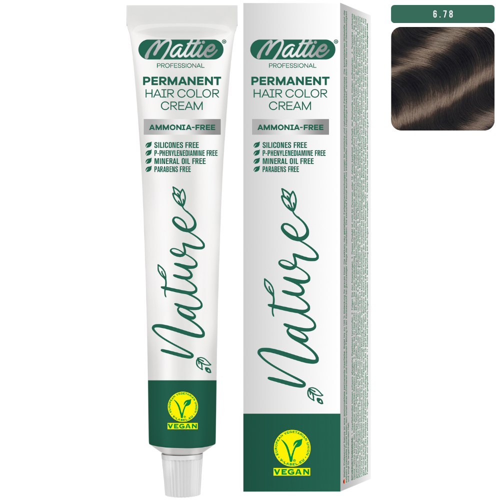 Mattie Professional Nature (6.78) Beżowy Brąz - Wegańska Permanentna Kremowa Farba Do Włosów 60ml