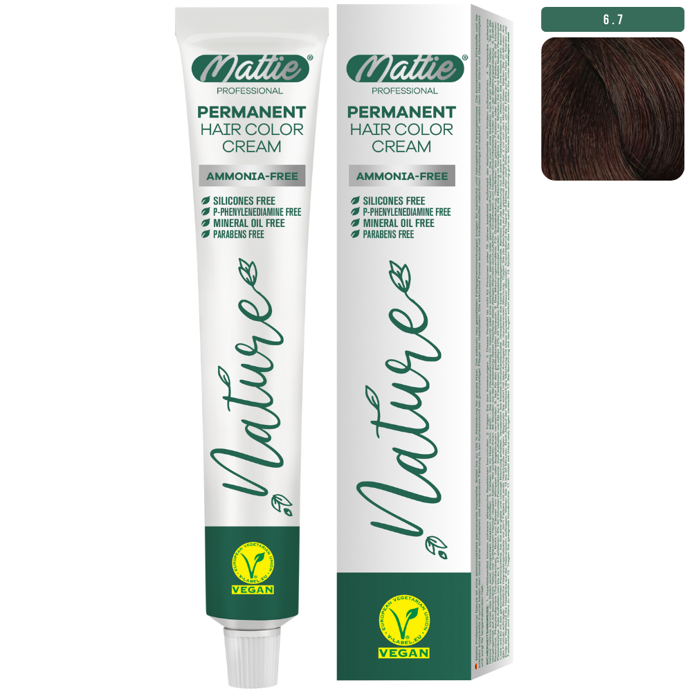 Mattie Professional Nature (6.7) Czekoladowy Brąz - Wegańska Permanentna Kremowa Farba Do Włosów 60ml