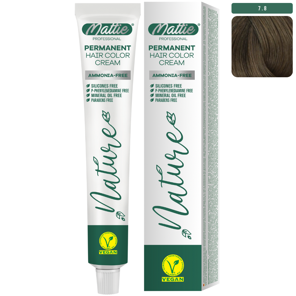 Mattie Professional Nature (7.8) Blond Piaskowo-Beżowy - Wegańska Permanentna Kremowa Farba Do Włosów 60ml