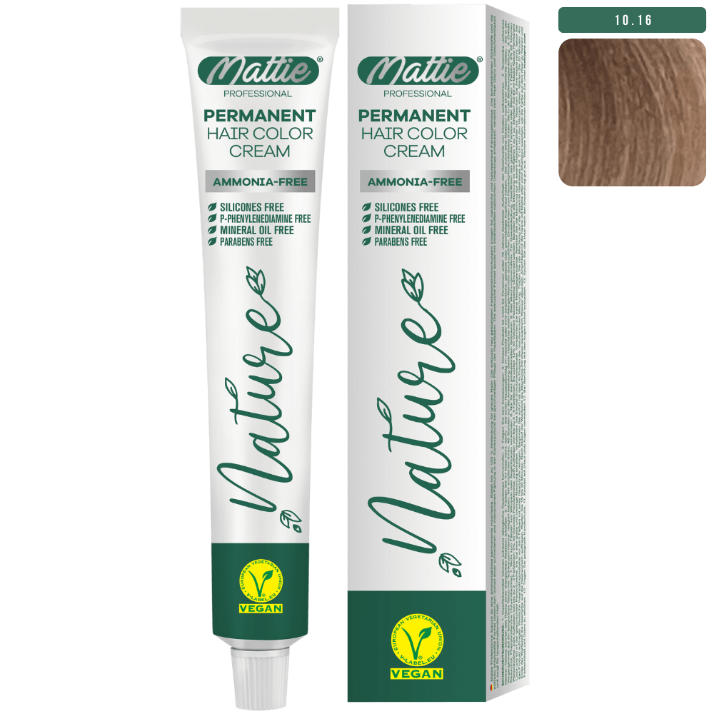 Mattie Professional Nature (10.16) Bardzo Jasny Popielato-Różany Blond - Wegańska Permanentna Kremowa Farba Do Włosów 60ml